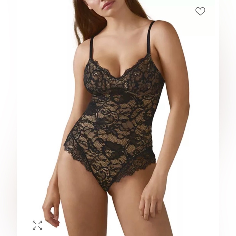 NWT - Pinsy Women’s Shaping Lace Shape wear Bodysuit - Black Lace - Medium